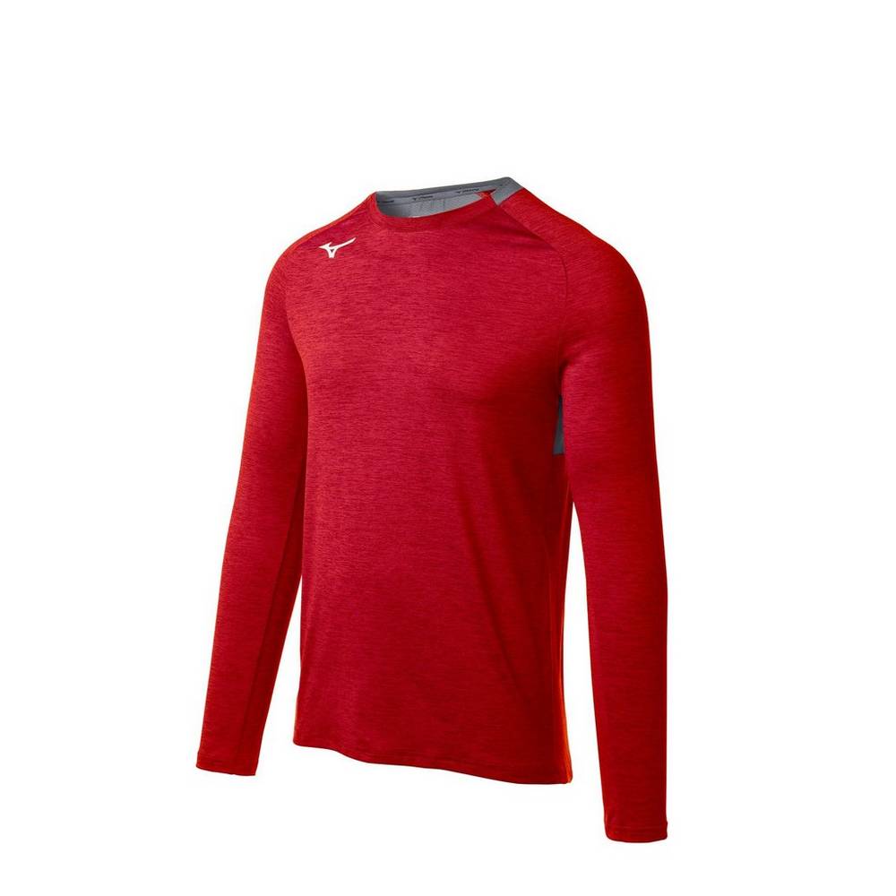 Mizuno Alpha Long Sleeve Férfi Futópóló Piros UQB930478